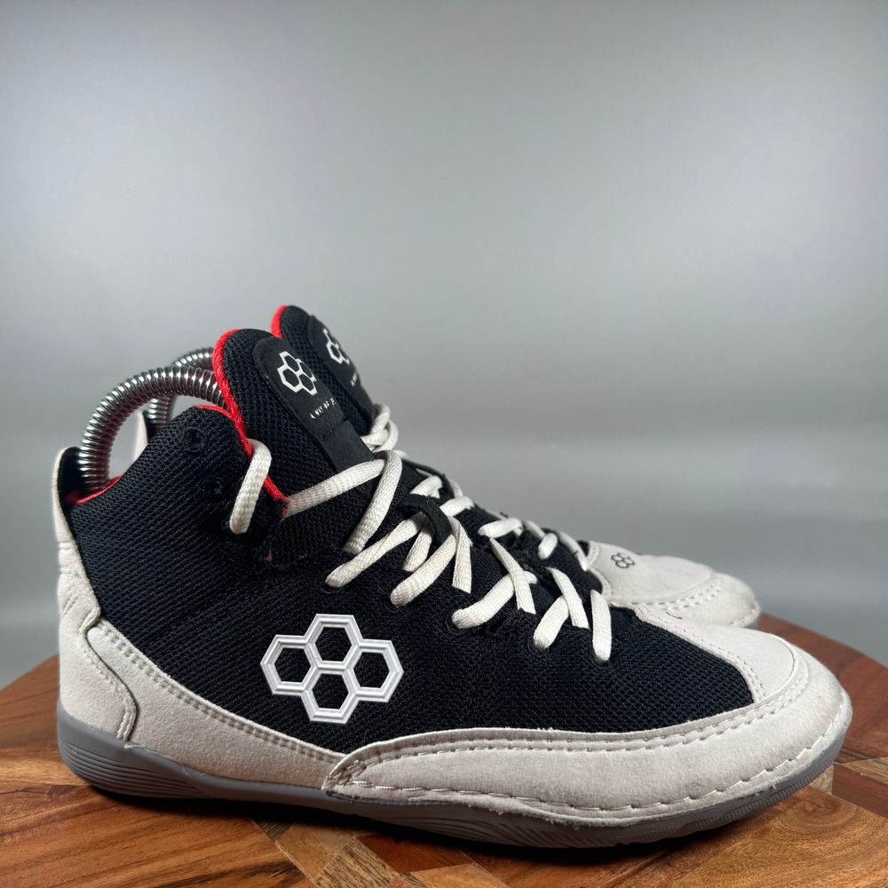 Rudis Alpha Wrestling Shoes Womens 6.5 Mens 5 Black White Red High Top Mat Shoes